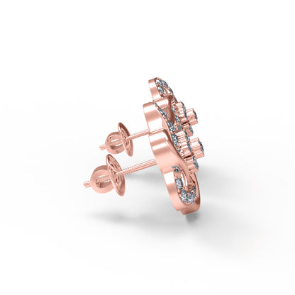RKC Damen-Ohrstecker aus 925er-Sterlingsilber mit Schraubverschluss, 14-Karat-Rose, Produktgewicht: 5,20 GM, Höhe: 16,50 mm