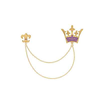RKC 1,35 Karat 925er Sterlingsilber-Moissanit-Kronenbrosche, 14 Karat Gelbgold vergoldet, Produktgewicht 10,00 g