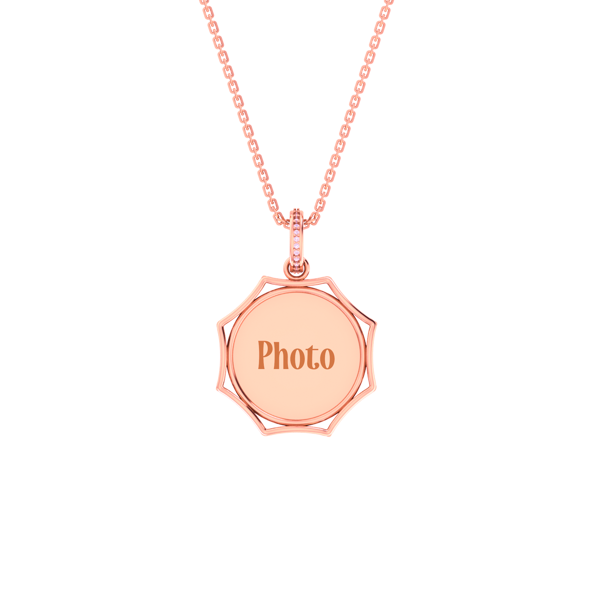 RKC 14k Yellow Gold Plated Round Cut Moissanite Photo Pendant Necklace With Chain 18 Inch