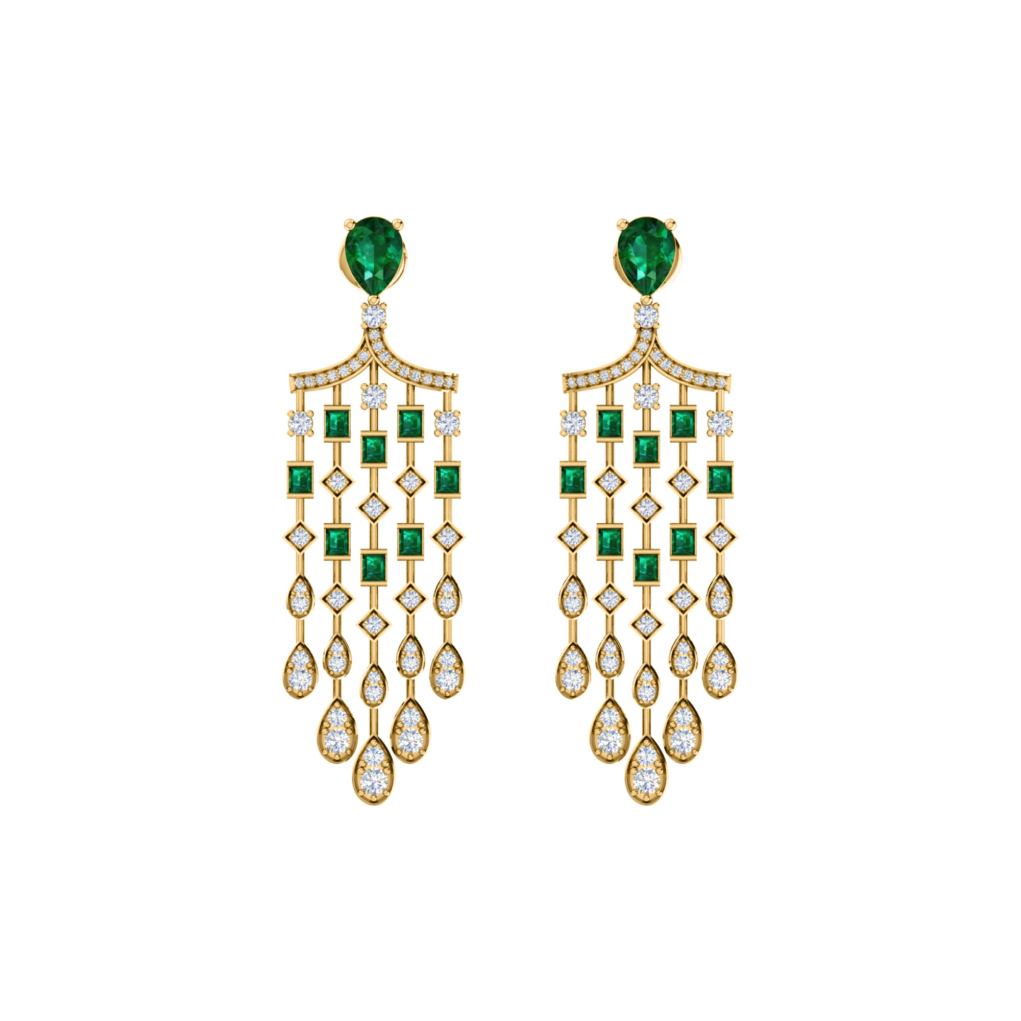 Orecchino da donna con pendente Halo in argento sterling RKC 925, oro giallo 14k, peso 8,00 GM, altezza 51,00 mm