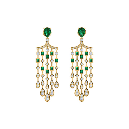 Orecchino da donna con pendente Halo in argento sterling RKC 925, oro giallo 14k, peso 8,00 GM, altezza 51,00 mm