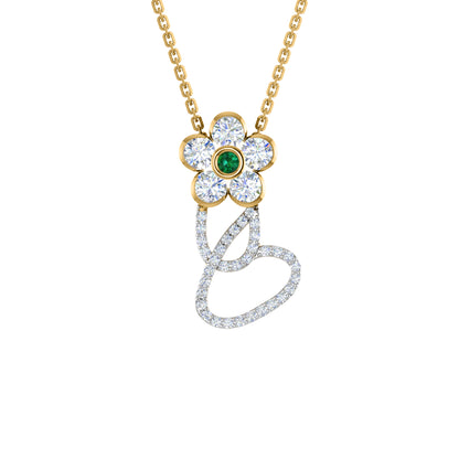 RKC 1,65 Karat Moissanit-Blumenanhänger, 925er Silberschmuck, 14 Karat Roségold vergoldet, Gewicht 4,90 g, Höhe 26,00 mm