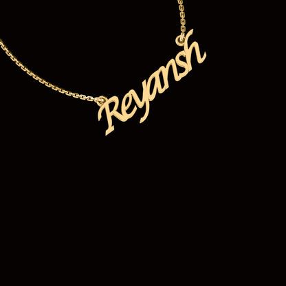 RKC personalisierter Anhänger mit beliebigem Namen, 925er Sterlingsilber, 14 Karat Gelbgold vergoldet, Gewicht 3,80 GM, Höhe 13,60 mm