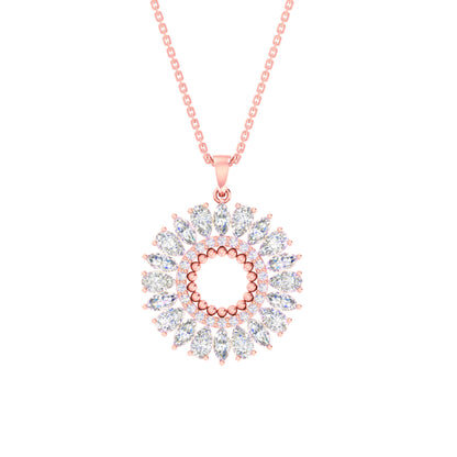 RKC 4.1 Ct Flower Shape Certified Moissanite Pendant Necklace 14k Yellow Gold Plated 925 Silver Weight 4.80 gm