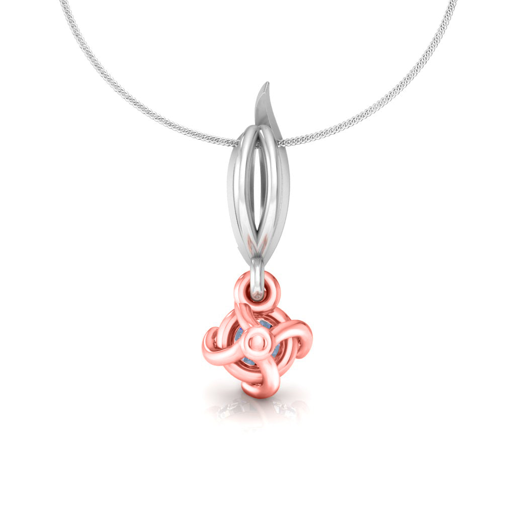 RKC 925 Sterling Silber Solitär-Blumen-Moissanit-Anhänger mit vier Zinken, 14 Karat Weißgold vergoldet