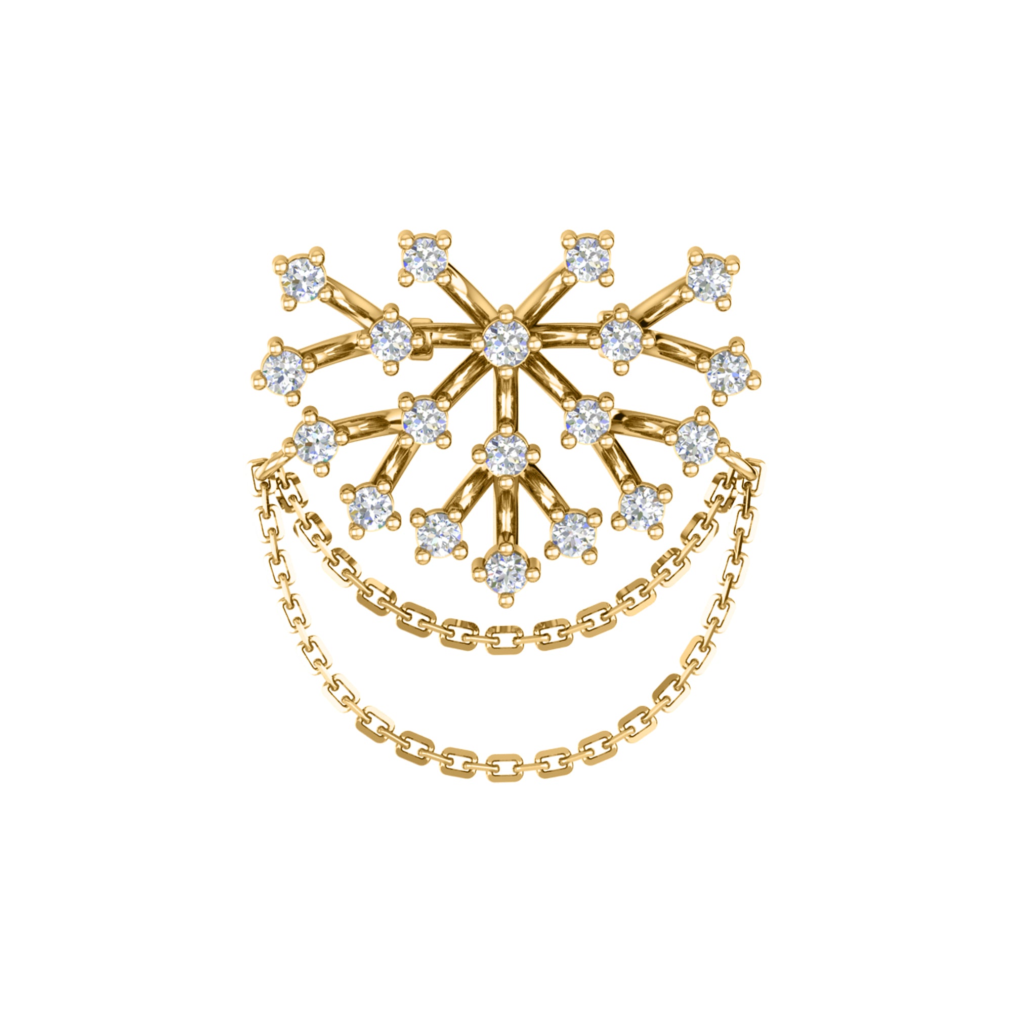 Spilla RKC Moissanite in argento sterling 925 placcata in oro giallo 14 carati Peso del prodotto 3,00 GM Altezza 23,00 MM