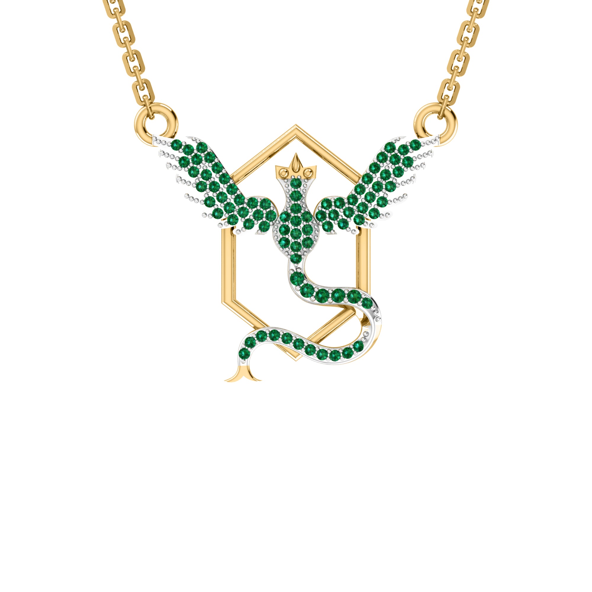 RKC 2,1 CT Moissanit Charm Halskette 925 Silber 14k Gelbgold plattiert Produktgewicht 4,00 GM Höhe 18,00 MM