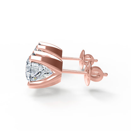 RKC 925 Sterling Silber Unisex-Ohrstecker mit vier Zinken, 14 Karat Gelb, Produktgewicht: 1,60 GM, Höhe: 5,50 mm