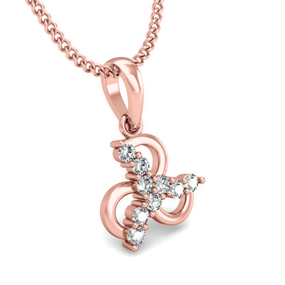 RKC Blumenförmiger 0,09 Karat Moissanit-Jubiläumsgeschenk-Anhänger, 14 Karat Gelbgold vergoldet, Gewicht 2,7 g, Höhe 14,5 mm