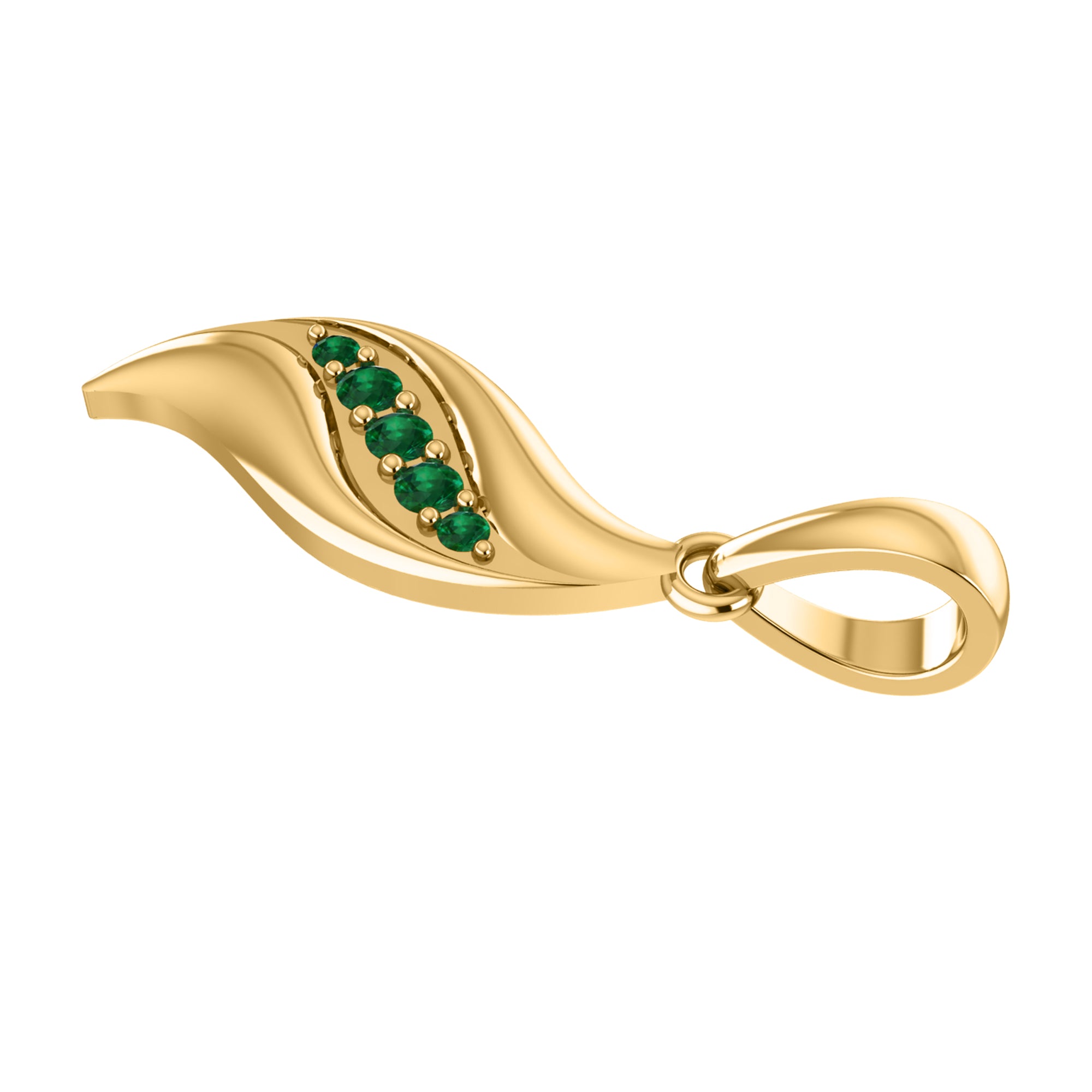 RKC 0,12 Karat Smaragd-Charm-Anhänger, 925er Silberschmuck, 14 Karat Gelbgold vergoldet, Gewicht 4,20 g, Höhe 27 mm
