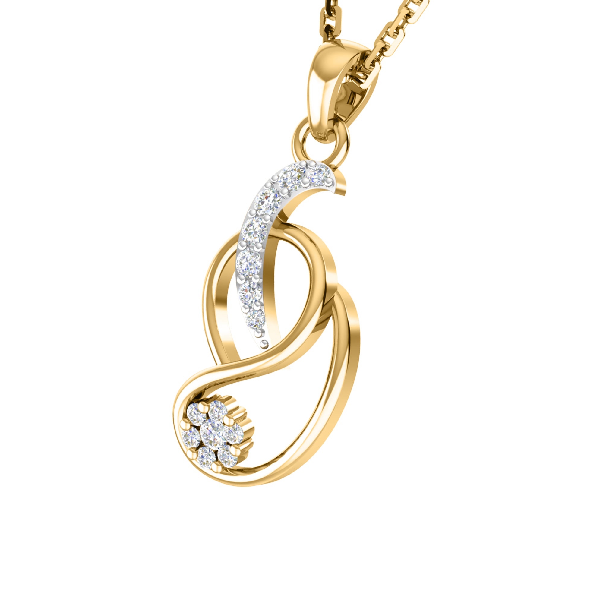 RKC 925 Silber Golden Gesamtgewicht 0,31 Karat Moissanit-Anhänger, Gewicht 3,50 g und Gewicht Ohrring 1,80 g, besetzt mit 14 Karat Roségold plattiert