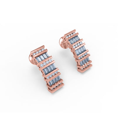Orecchino da donna con retro a vite in argento sterling RKC 925, rosa 14 carati, peso prodotto 6,00 GM, altezza 20,00 MM