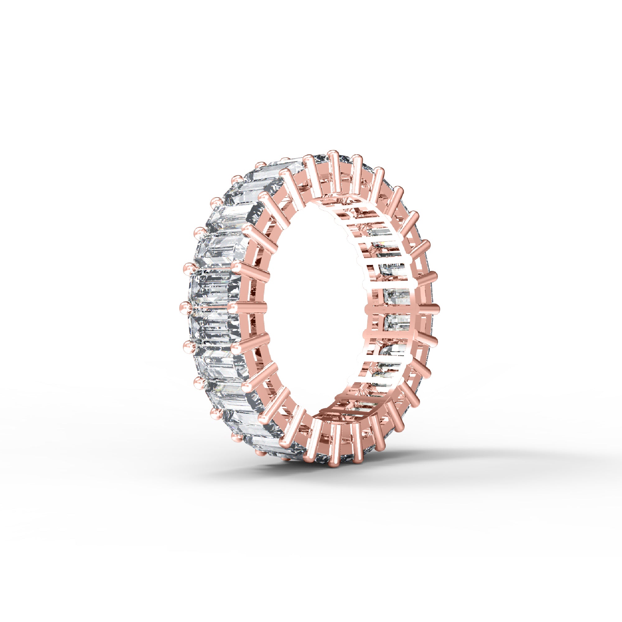 RKC Baguette Cut Moissanite Full Eternity Band per fidanzata Argento 925 placcato oro rosa 14 carati Peso 4 g Larghezza 5,80 MM