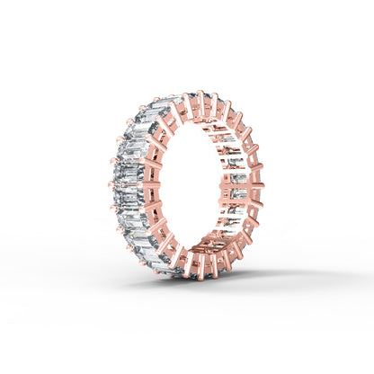 RKC Baguette Cut Moissanite Full Eternity Band per fidanzata Argento 925 placcato oro rosa 14 carati Peso 4 g Larghezza 5,80 MM