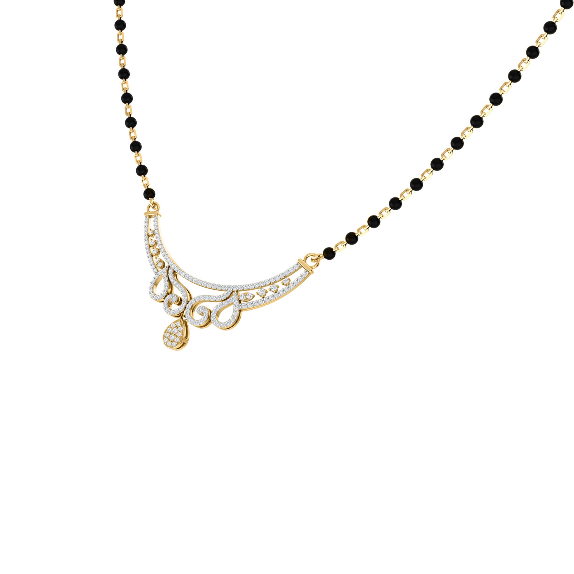 RKC Moissanite da 1,45 ct da donna Mangalsutra in argento 925 placcato in oro giallo 14k Peso del prodotto 8,00 g Altezza 34,25 mm
