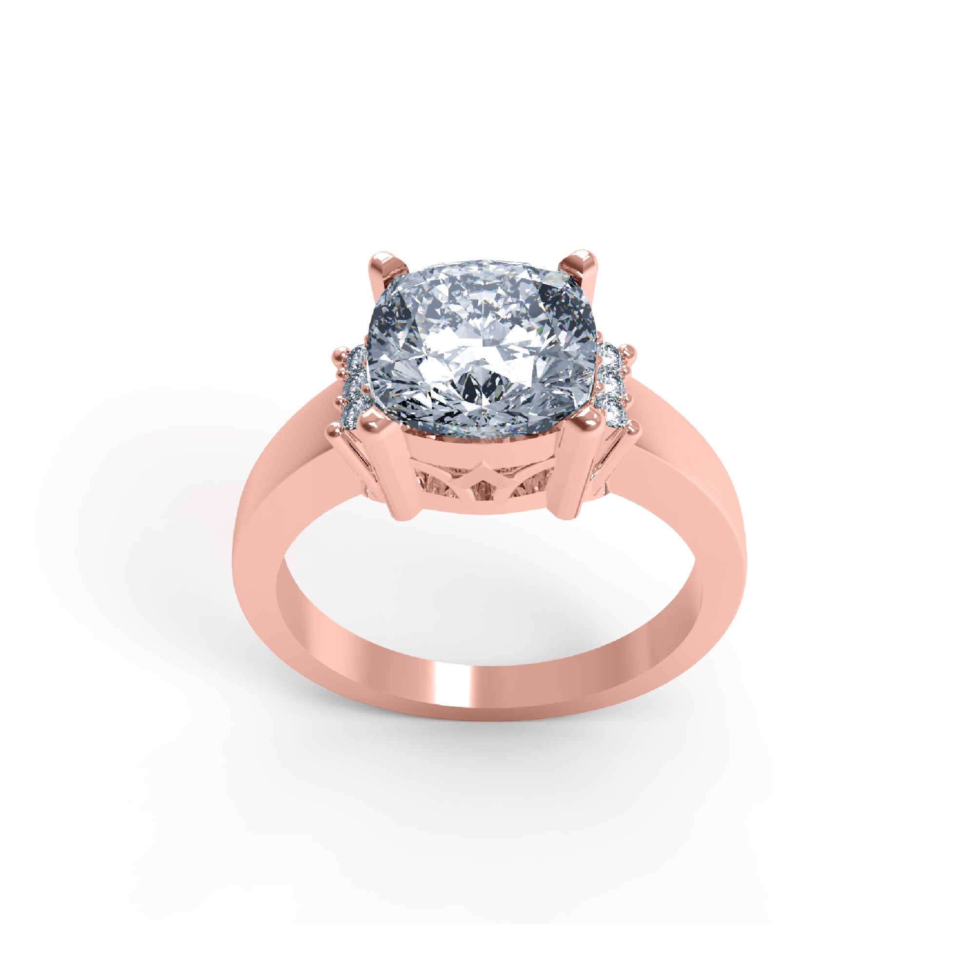 Fede nuziale solitaria in moissanite con taglio a cuscino RKC, argento 925, placcato oro giallo 14 carati, peso 3 g, larghezza 2,10 mm