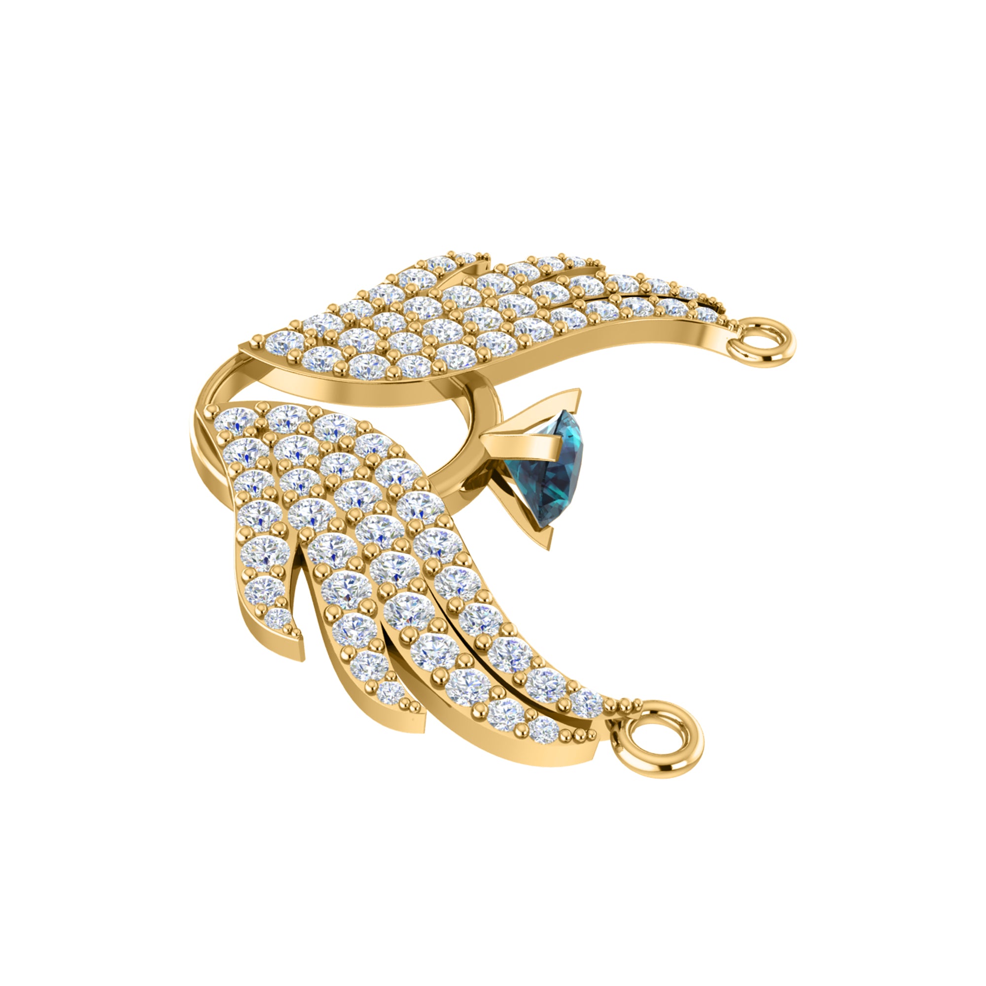 RKC 1,05 Karat Flügel-Anhänger, 925er Silberschmuck, 14 Karat Gelbgold vergoldet, Gewicht 5,60 g, Höhe 17,20 mm