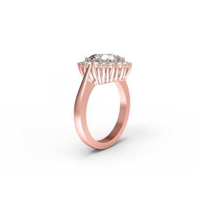 RKC Oval geschnittener Moissanit-Halo-Hochzeitstagsring, 925er Sterlingsilber, 14 Karat Gelbgold vergoldet, Gewicht 4 g, Breite 2,50 mm