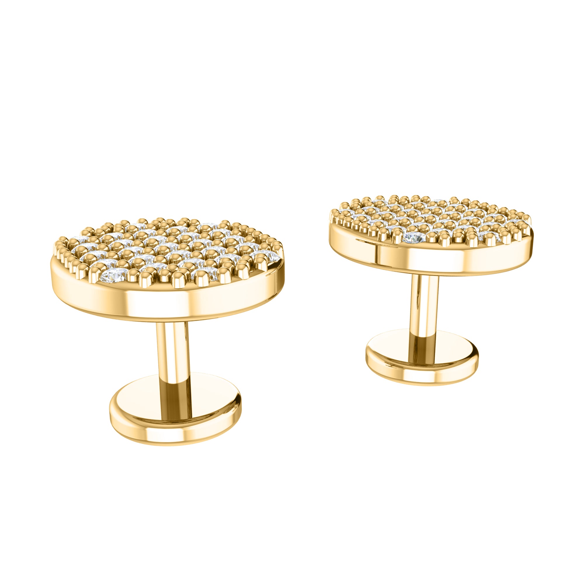 Gemelli e spilla in argento sterling 925 con Moissanite RKC, prodotto placcato in oro giallo 14 carati, peso 1,00 g.
