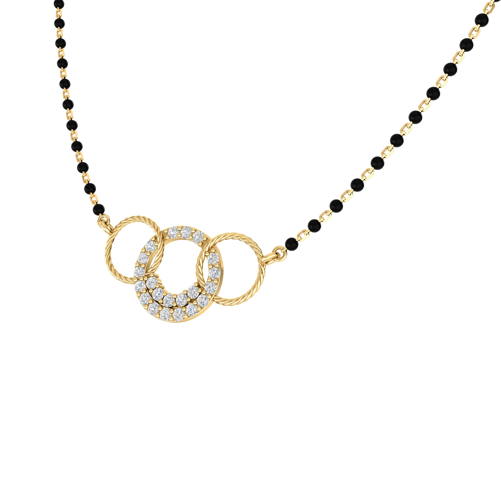 RKC 1,26 Karat Moissanit für Damen, Mangalsutra, 925er Silber, 14 Karat Gelbgold vergoldet, Produktgewicht: 4,50 g, Höhe: 15,50 mm