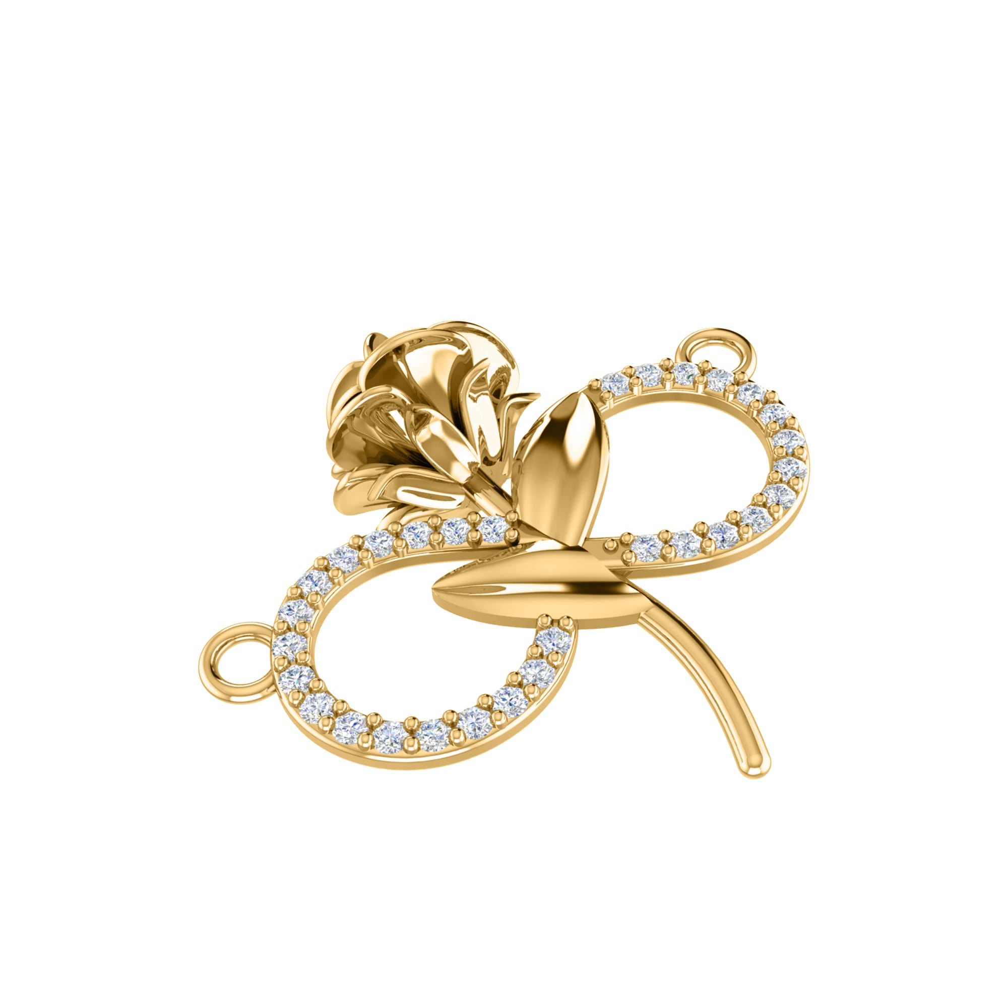 RKC 0,27 Karat Moissanit-Blumenanhänger, 925er Silberschmuck, 14 Karat Gelbgold vergoldet, Gewicht 4,60 g, Höhe 23,00 mm