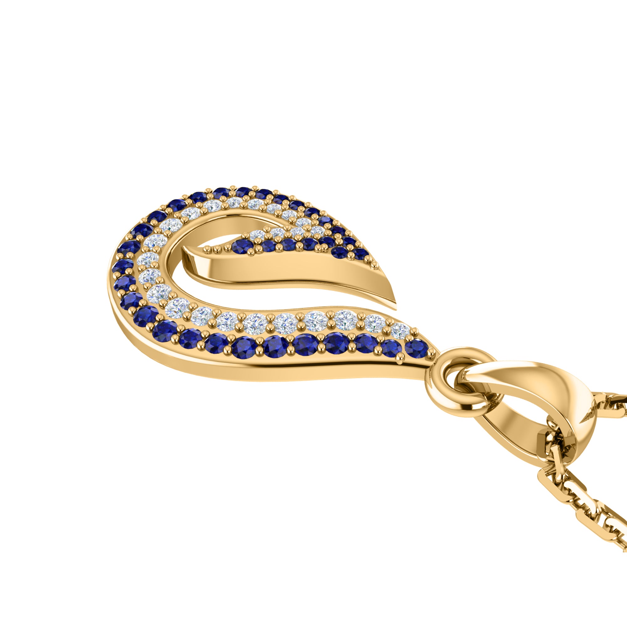 RKC 0,26 Karat Saphir-Tropfen-Anhänger, 925er Silberschmuck, 14 Karat Roségold vergoldet, Gewicht 3,60 g, Höhe 16,00 mm