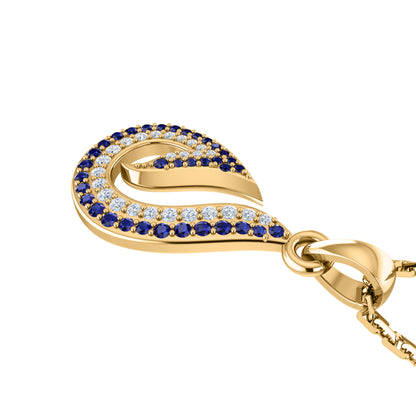 RKC 0,26 Karat Saphir-Tropfen-Anhänger, 925er Silberschmuck, 14 Karat Roségold vergoldet, Gewicht 3,60 g, Höhe 16,00 mm