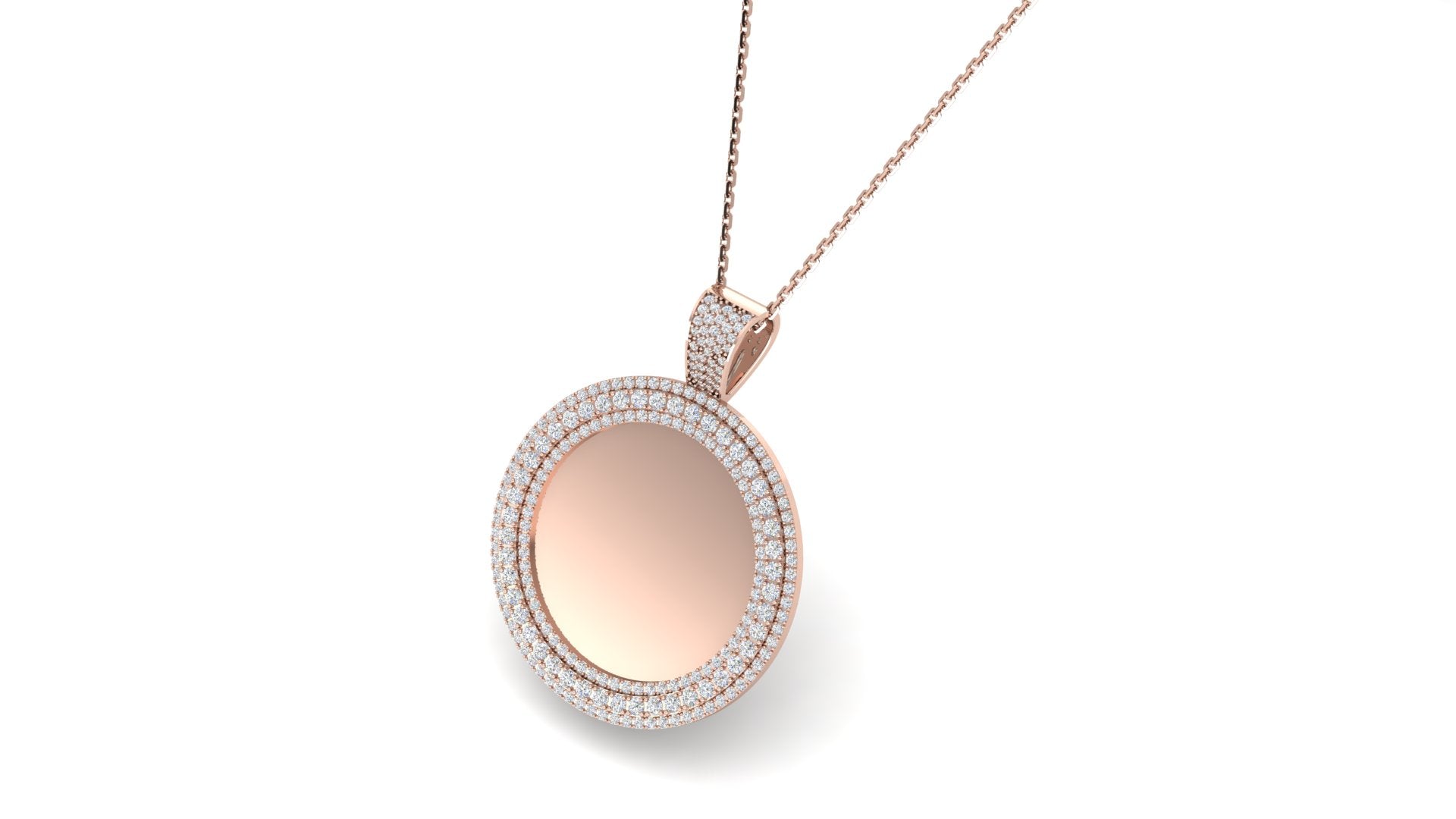 RKC Certified Moissanite Photo Memory Pendant Necklace 14k Yellow Gold Plated 925 Silver