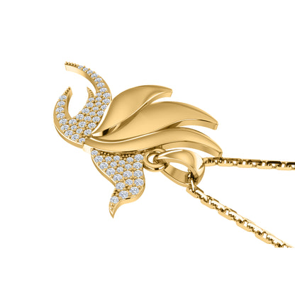 RKC 0,23 Karat Moissanit-Flügel-Charm-Anhänger, 925er Silberschmuck, 14 Karat Gelbgold vergoldet, Gewicht 4,50 g, Höhe 24 mm