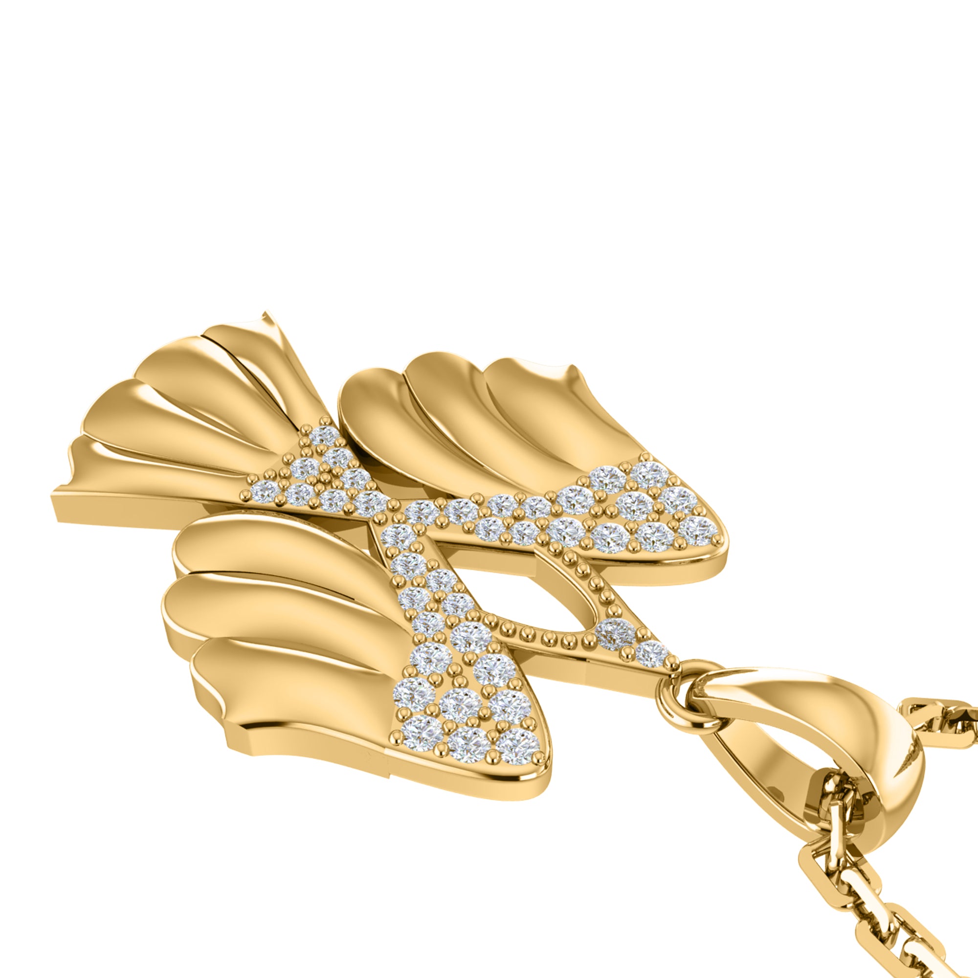 RKC 0,14 Karat Moissanit-Flügel-Anhänger, 925er Silberschmuck, 14 Karat Gelbgold vergoldet, Gewicht 4,00 g, Höhe 17,50 mm