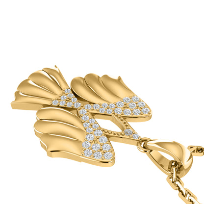 RKC 0,14 Karat Moissanit-Flügel-Anhänger, 925er Silberschmuck, 14 Karat Gelbgold vergoldet, Gewicht 4,00 g, Höhe 17,50 mm