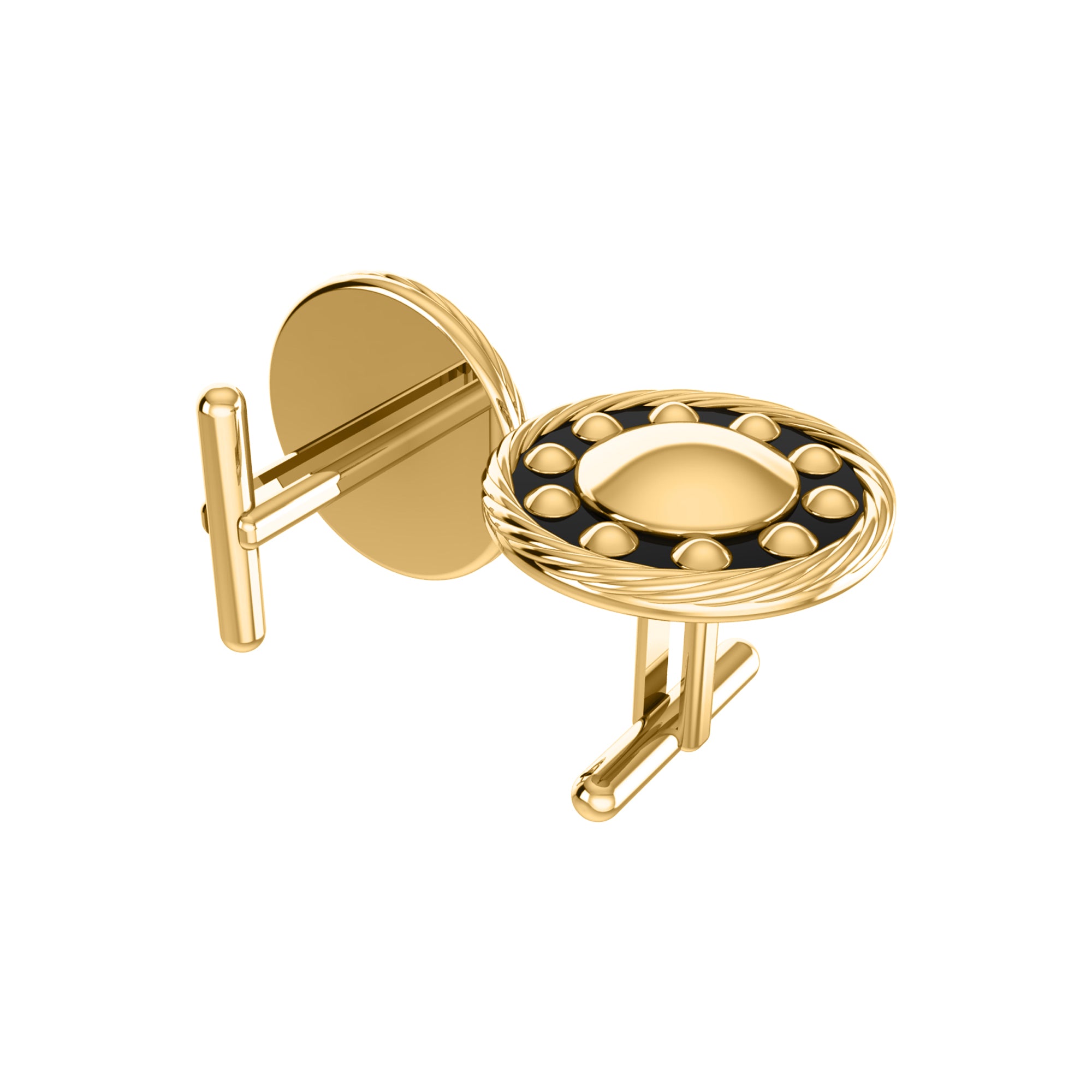 RKC 925 Sterling Silber Emaille-Manschettenknöpfe, 14 Karat Gelbgold vergoldet, Produktgewicht 4,00 g