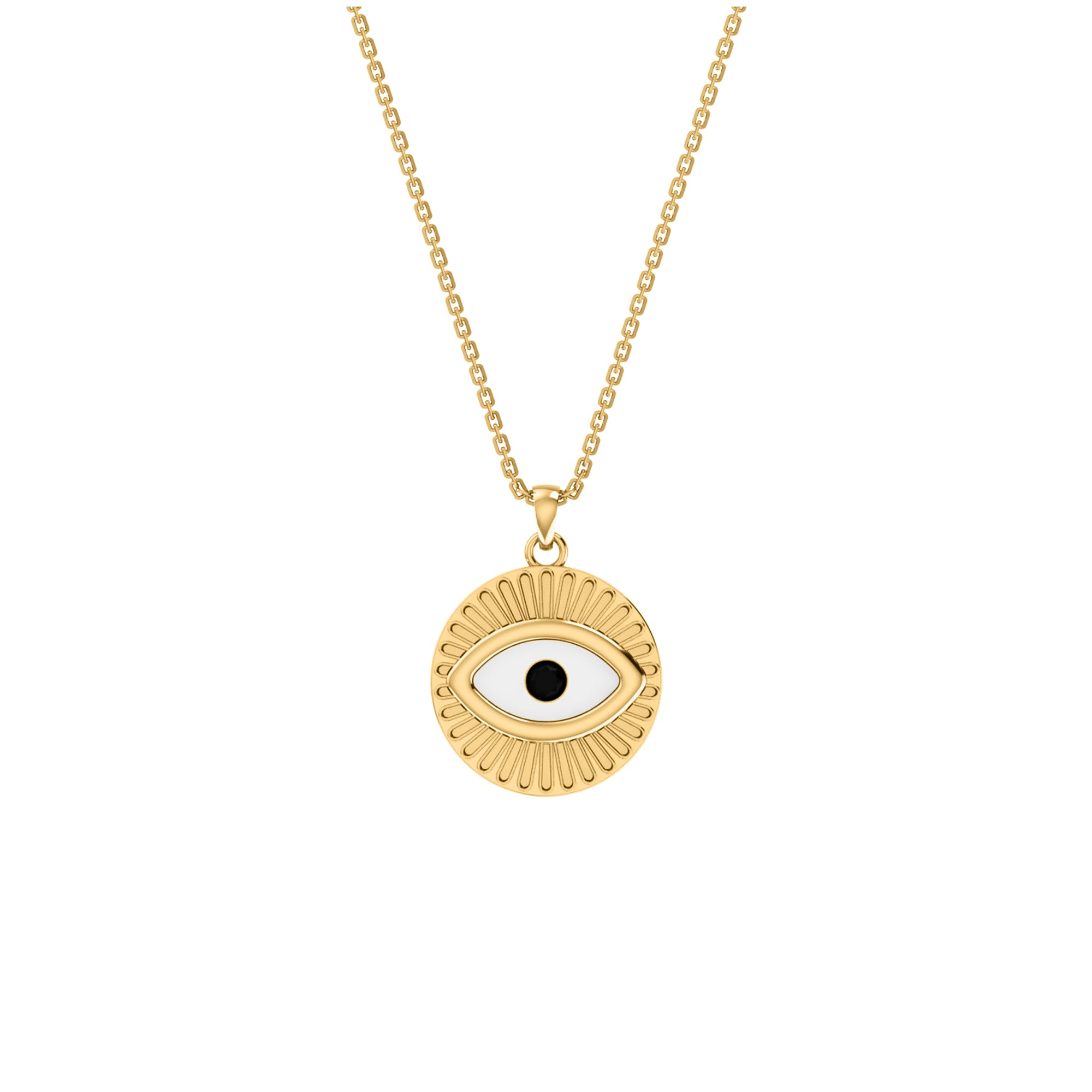RKC 0,17 CT Emaille Evil Eye Anhänger 925 Silber 14K Gelbgold plattiert, Gewicht 5,80 GM, Höhe 20,00 MM