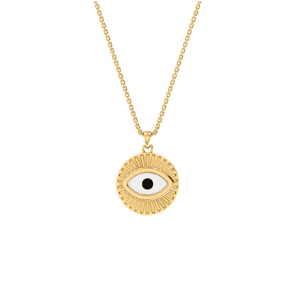 RKC 0,17 CT Emaille Evil Eye Anhänger 925 Silber 14K Gelbgold plattiert, Gewicht 5,80 GM, Höhe 20,00 MM