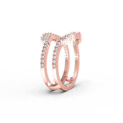 RKC Moissanit Enhancer Guard Ring für Damen, Ehering, 925er Silber, 14 Karat Gelbgold vergoldet, Gewicht 3,80 g, Breite 6 mm