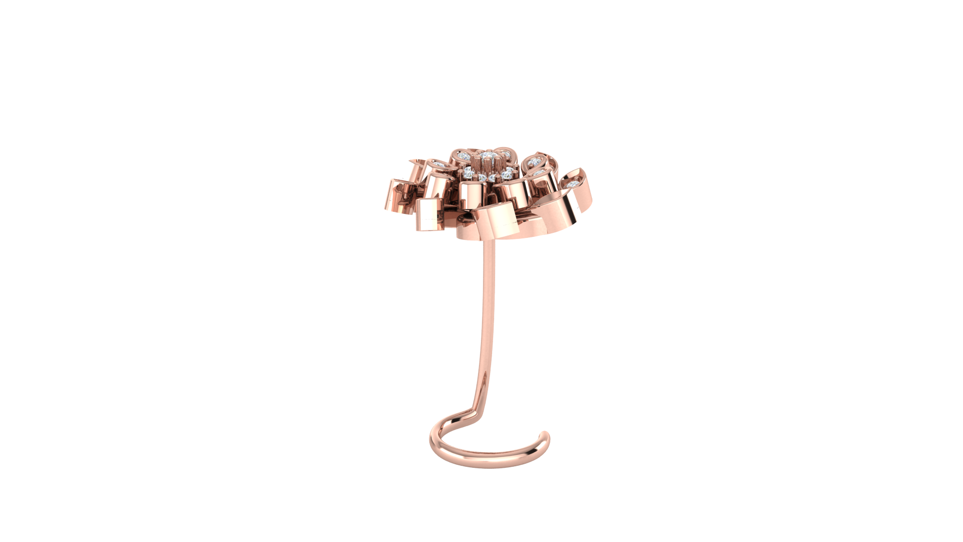 RKC JEWELRY Damen-Nasennadel mit Blumenmuster, 925er Sterlingsilber, 14 Karat Roségold vergoldet, Gewicht 1,30 g