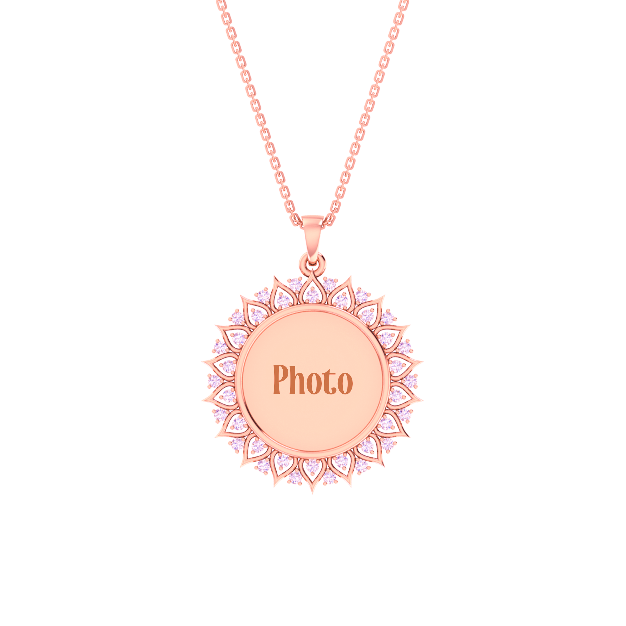 RKC Moissanite/ Cubic Zirconia Photo Pendant Necklace 14k Yellow Gold Plated Weight-6gm