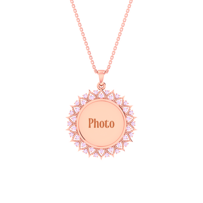 RKC Moissanite/ Cubic Zirconia Photo Pendant Necklace 14k Yellow Gold Plated Weight-6gm