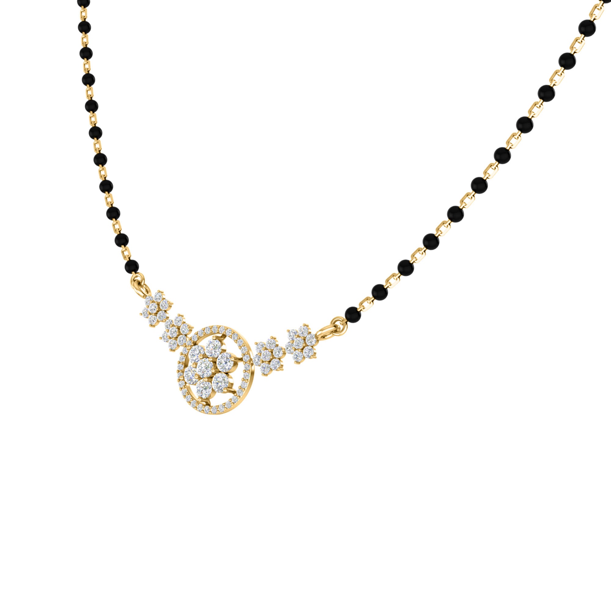 RKC Moissanite da 0,98 ct da donna Mangalsutra in argento 925 placcato in oro bianco 14k Peso del prodotto 3,20 g Altezza 14,00 mm