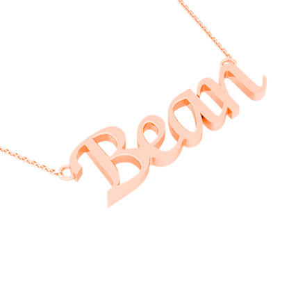 RKC Bean Initial Name Pendant Necklace 14k Yellow Gold Plated 925 Silver Gift For Women's Weight 3.5 gm