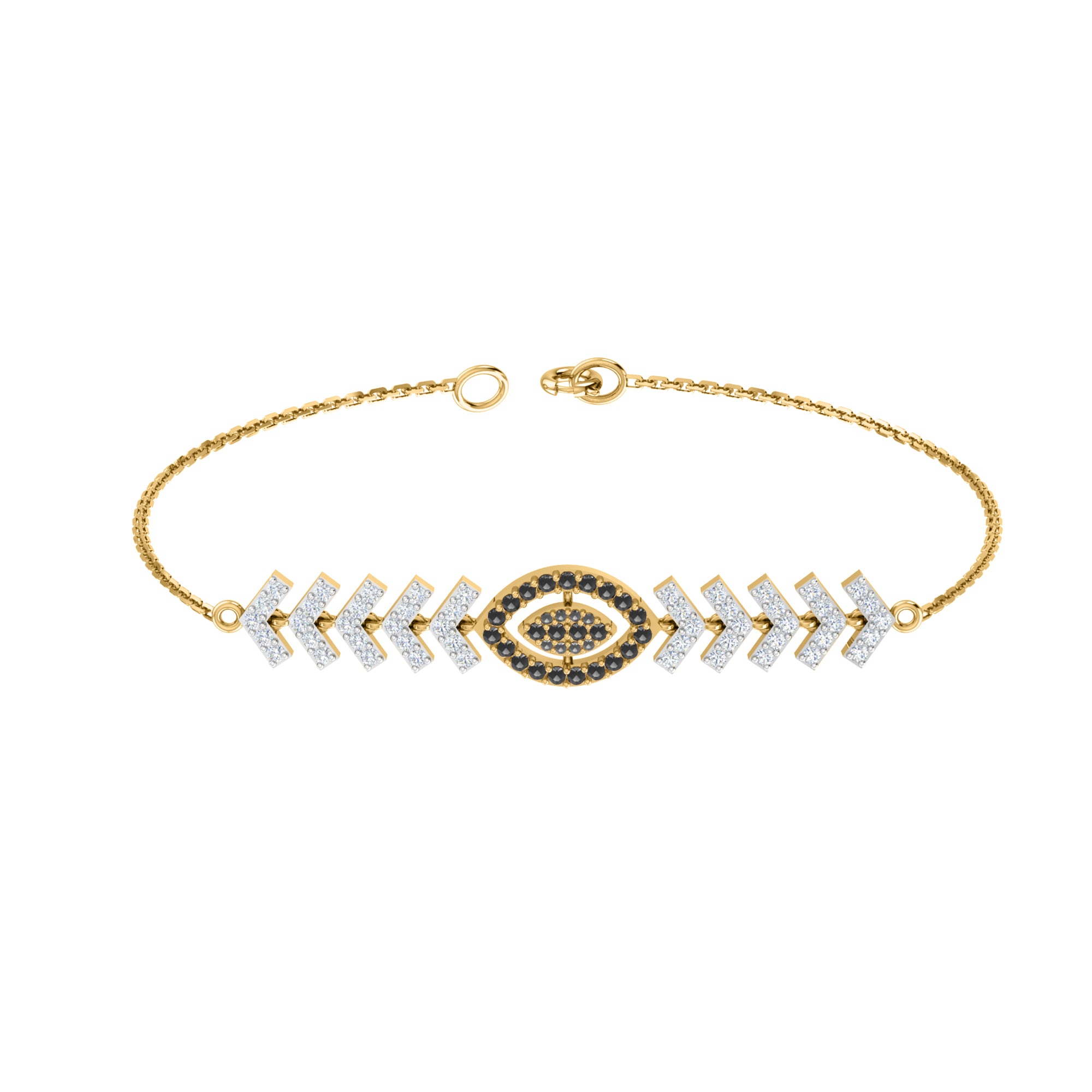 Pietra preziosa RKC in argento sterling 925 da 1,1 CT per bracciale da donna Placcato in oro giallo 14 carati Peso 6,00 GM