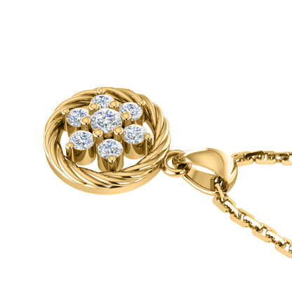 Ciondolo floreale in moissanite da 0,25 ct RKC, gioielli in argento 925, placcato in oro giallo 14 carati, peso 3,80 g, altezza 16,50 mm