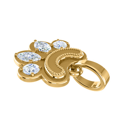 RKC 0,6 Karat Moissanit-Pfotenanhänger, 925er Silberschmuck, 14 Karat Gelbgold vergoldet (Höhe)