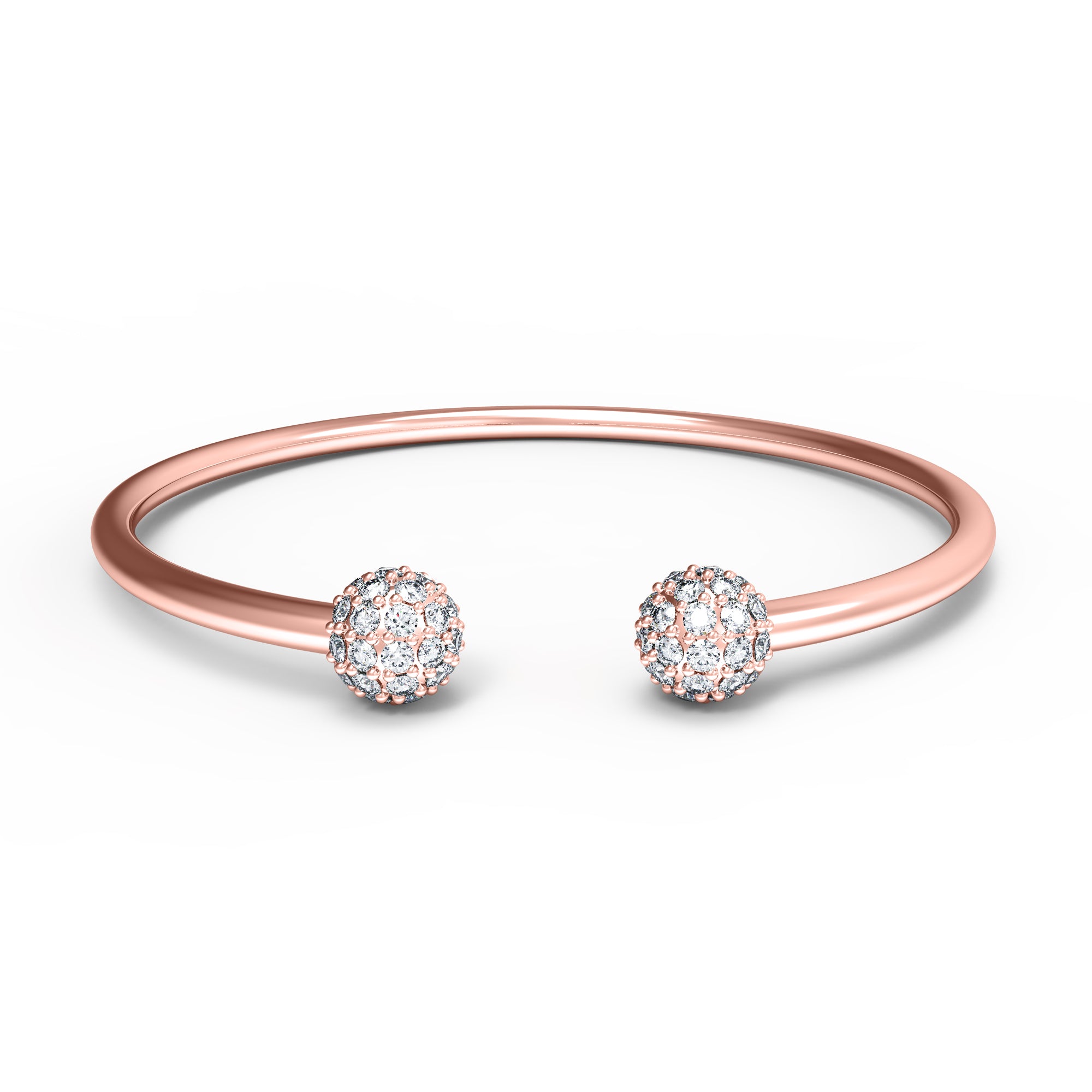 RKC Damen-Armreif aus 925er-Sterlingsilber, 1,08 Karat Moissanit, 14 Karat Roségold vergoldet, Gewicht 9,00 g, Höhe 50,00 mm