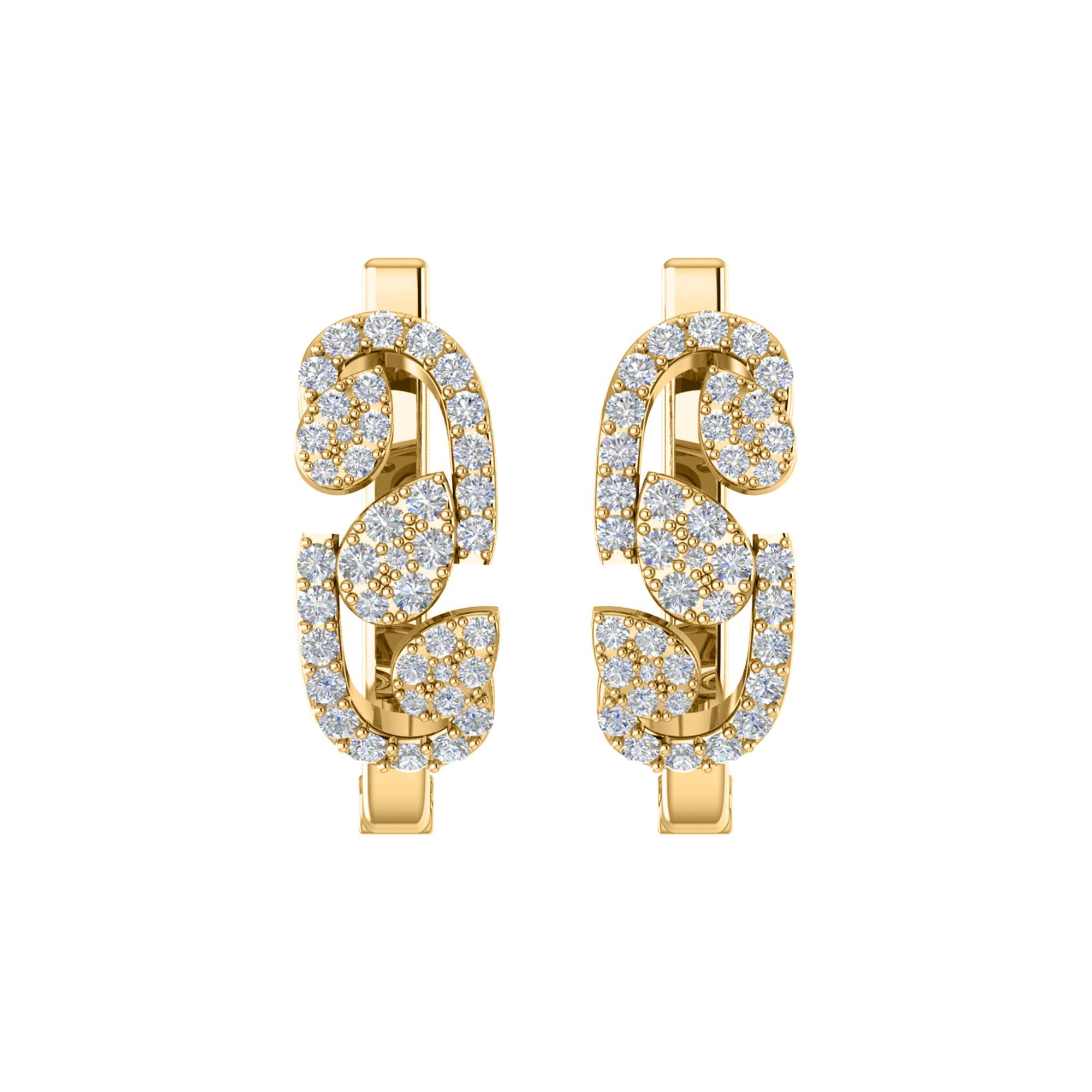 Orecchino da donna Hoops & Huggies in argento sterling RKC 925 con rosa 14k su peso 5,00 g, altezza 20,50 mm