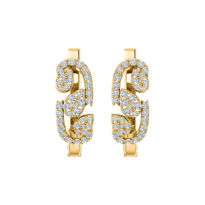 Orecchino da donna Hoops & Huggies in argento sterling RKC 925 con rosa 14k su peso 5,00 g, altezza 20,50 mm