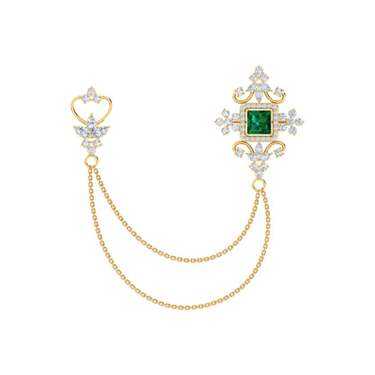 Spilla RKC Moissanite in argento sterling 925, prodotto placcato in oro rosa 14 carati, peso 6,10 GM, altezza 40,50 MM