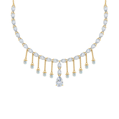 RKC Silver Statement Necklace 24 Carat Cubic Zirconia Necklace For Our Better Half Person Weight- 15gm