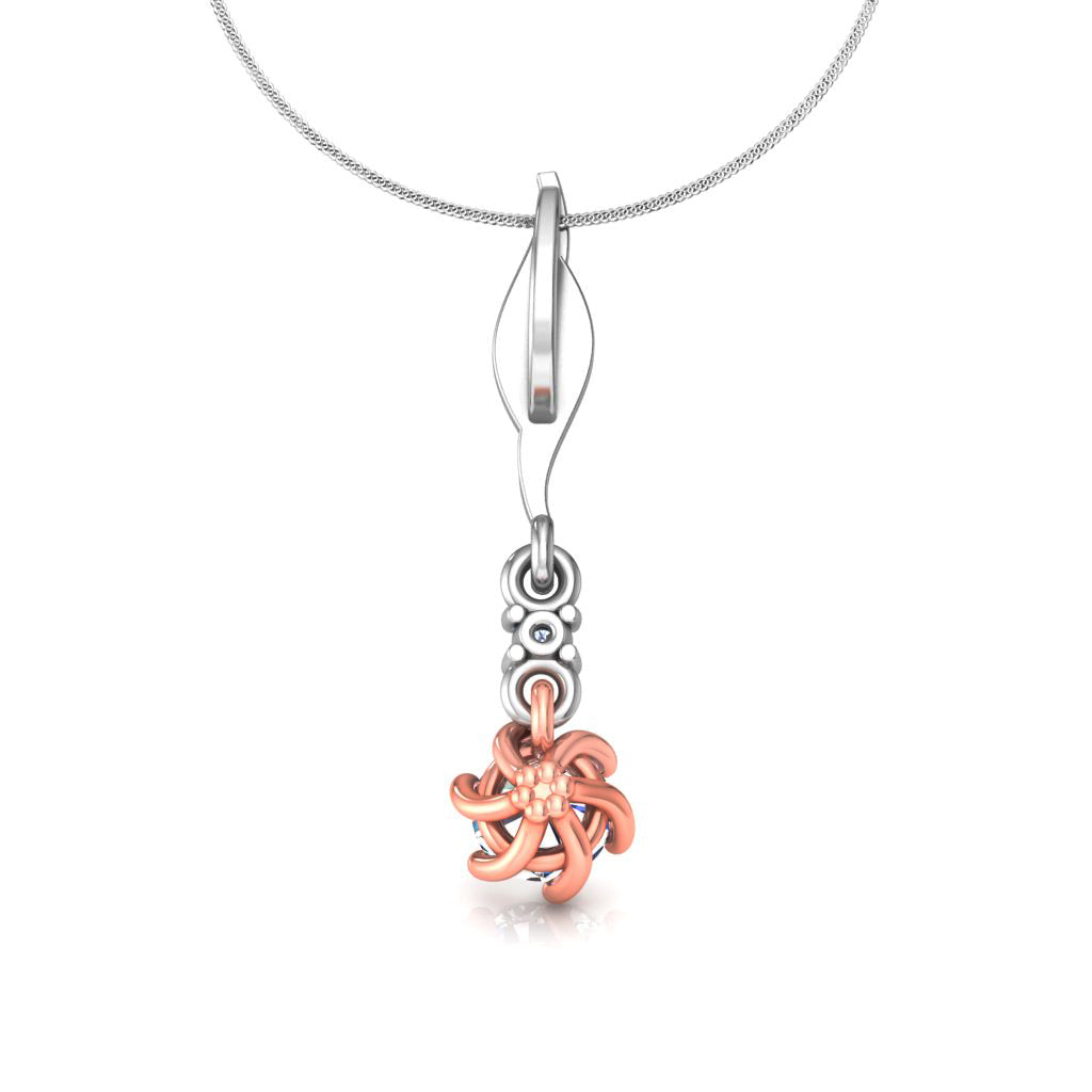 Ciondolo in moissanite da 0,27 ct con due pietre in argento con finitura in oro bianco RKC, regalo per lei, altezza 20,00 mm, peso 2,6 g
