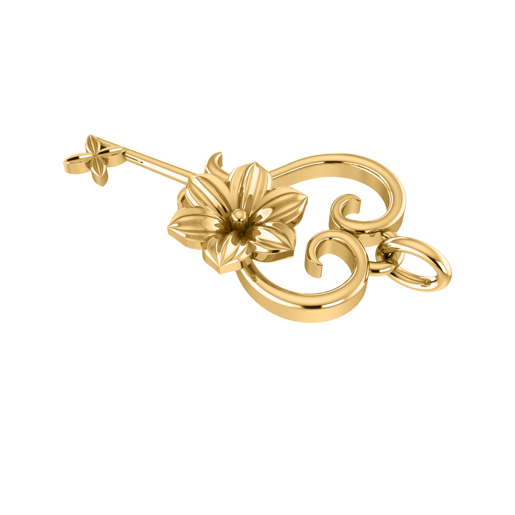 RKC Schlüssel-Anhänger, 925er Silberschmuck, 14 Karat Gelbgold vergoldet, Gewicht 3,50 g, Höhe 25,20 mm